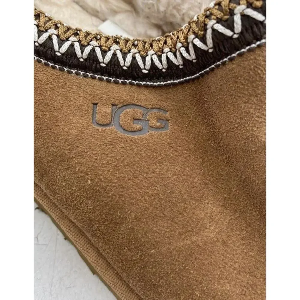 UGG TASMAN 5950 Mens Chestnut Suede Sheepskin Slippers Slip On Shoes Size 9